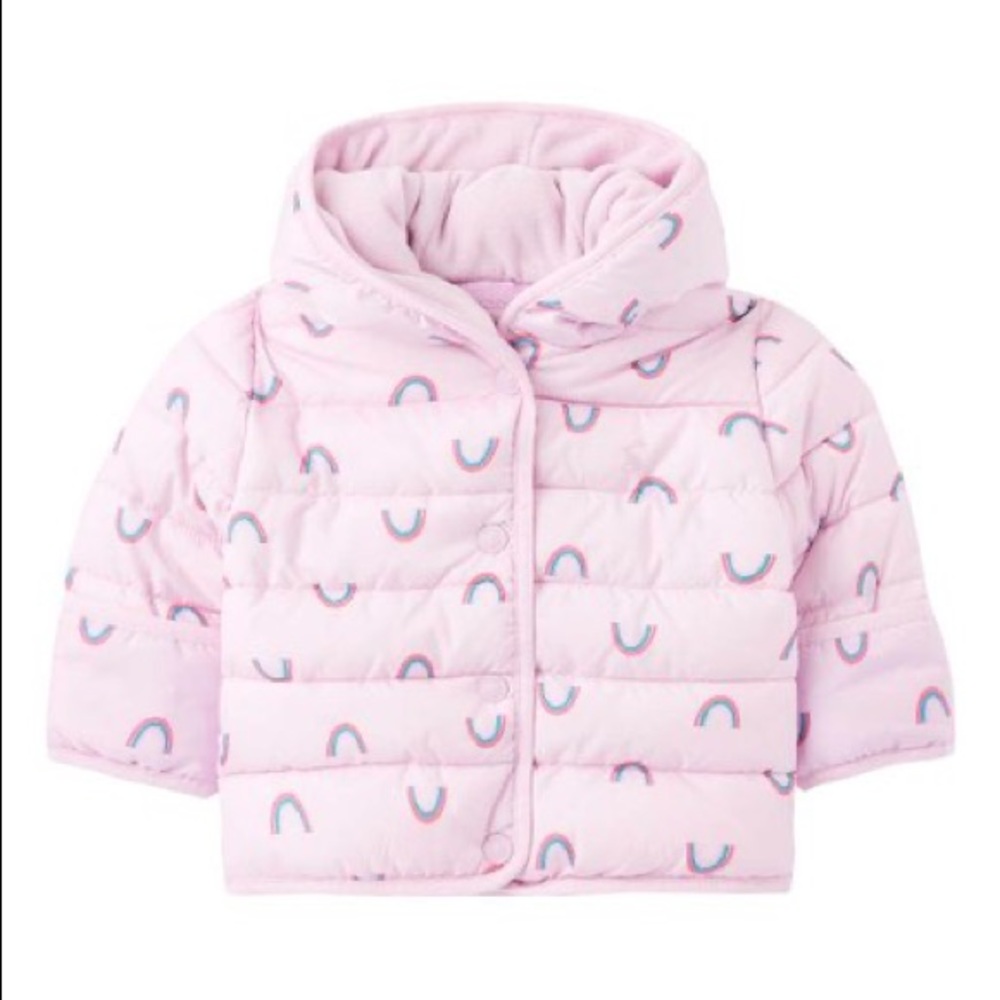 Joules Baby Girl Rainbow Puffer Jacket- 9-12M, Lilac, Pinc